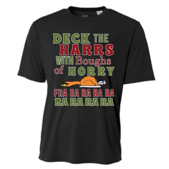 Deck The Harrs Fra Ra Ra Funny Turkey Cooling Performance Crew T-Shirt