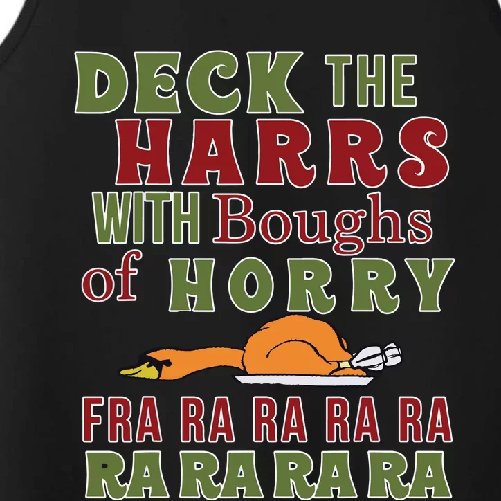 Deck The Harrs Fra Ra Ra Funny Turkey Performance Tank