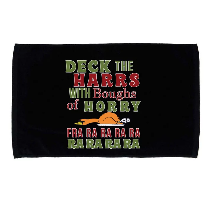 Deck The Harrs Fra Ra Ra Funny Turkey Microfiber Hand Towel