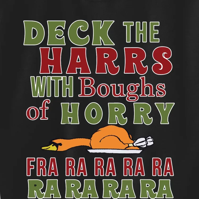 Deck The Harrs Fra Ra Ra Funny Turkey Kids Sweatshirt