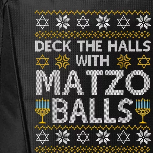 Deck The Halls With Matzo Balls Chanukkah Ugly Hanukkah City Backpack