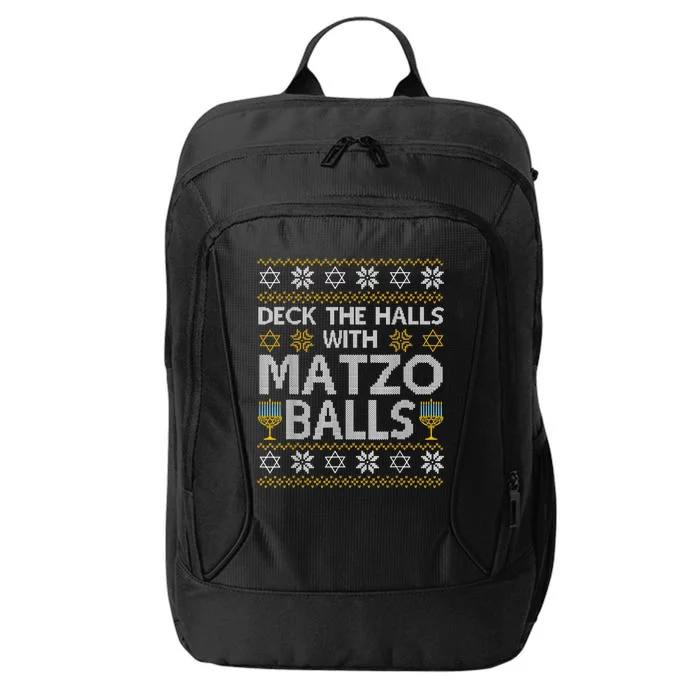 Deck The Halls With Matzo Balls Chanukkah Ugly Hanukkah City Backpack