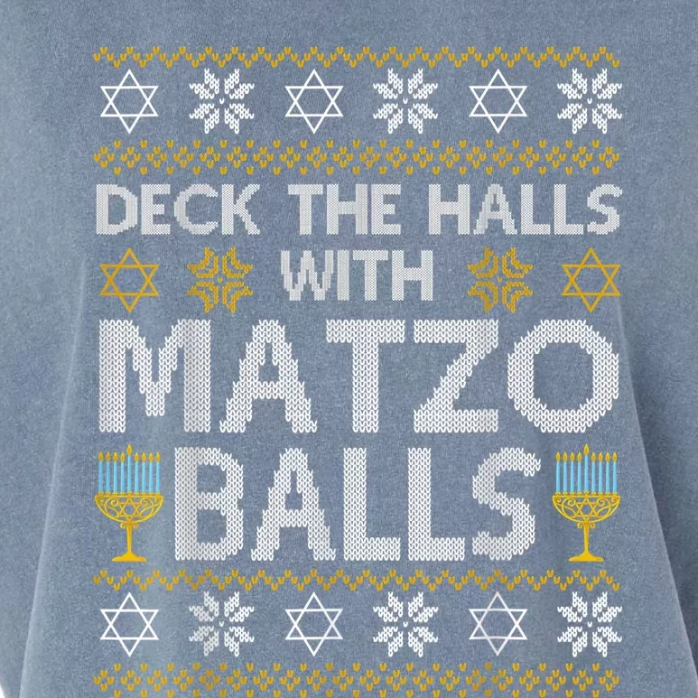 Deck The Halls With Matzo Balls Chanukkah Ugly Hanukkah Garment-Dyed Women's Muscle Tee