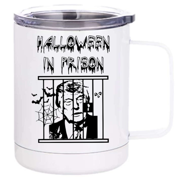 Donald Trump Halloween In Prison Front & Back 12oz Stainless Steel Tumbler Cup