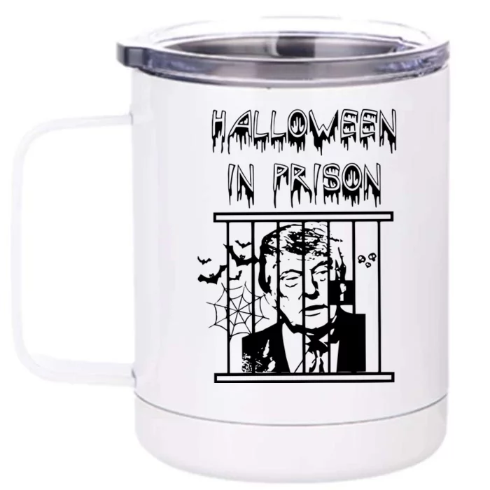 Donald Trump Halloween In Prison Front & Back 12oz Stainless Steel Tumbler Cup