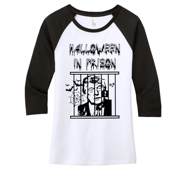 Donald Trump Halloween In Prison Women's Tri-Blend 3/4-Sleeve Raglan Shirt