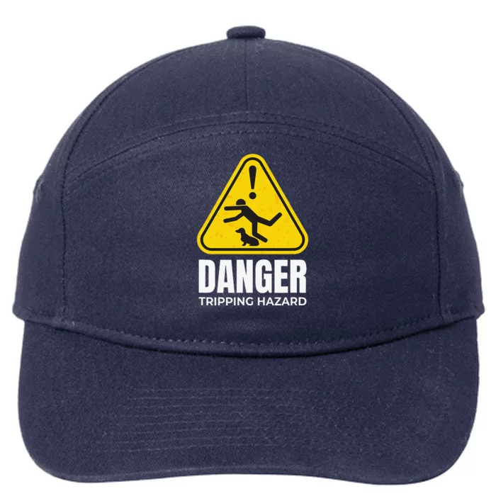 Danger Tripping Hazard Funny Wiener Dog Dachshund 7-Panel Snapback Hat