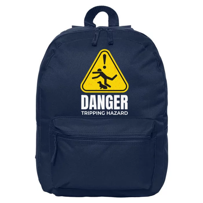 Danger Tripping Hazard Funny Wiener Dog Dachshund 16 in Basic Backpack