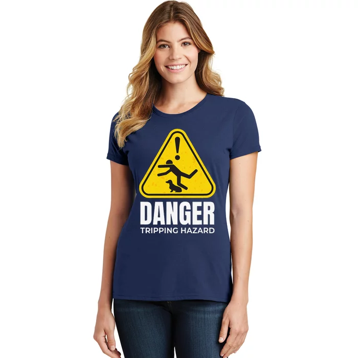 Danger Tripping Hazard Funny Wiener Dog Dachshund Women's T-Shirt