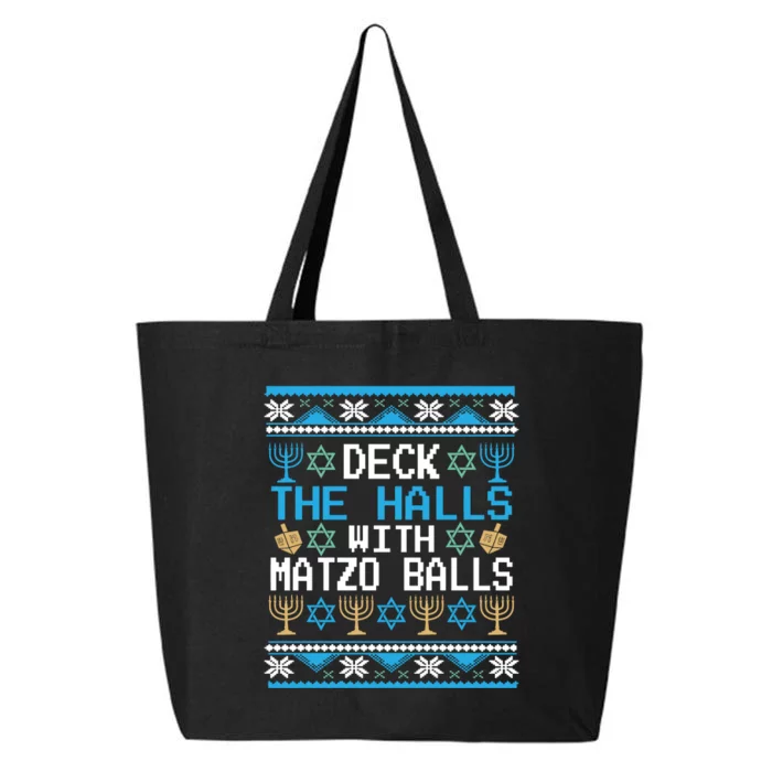 Deck The Halls With Matzo Balls Ugly Hanukkah Christmas 25L Jumbo Tote