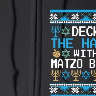 Deck The Halls With Matzo Balls Ugly Hanukkah Christmas Full Zip Hoodie