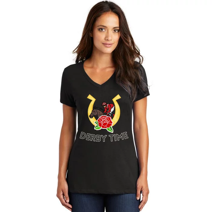 Derby Time Horse Racing 150th Derby Day 2024 Women's V-Neck T-Shirt