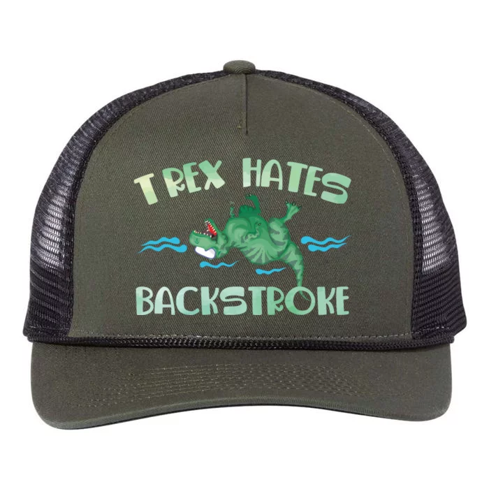 Dinosaur Trex Hates Backstroke Retro Rope Trucker Hat Cap