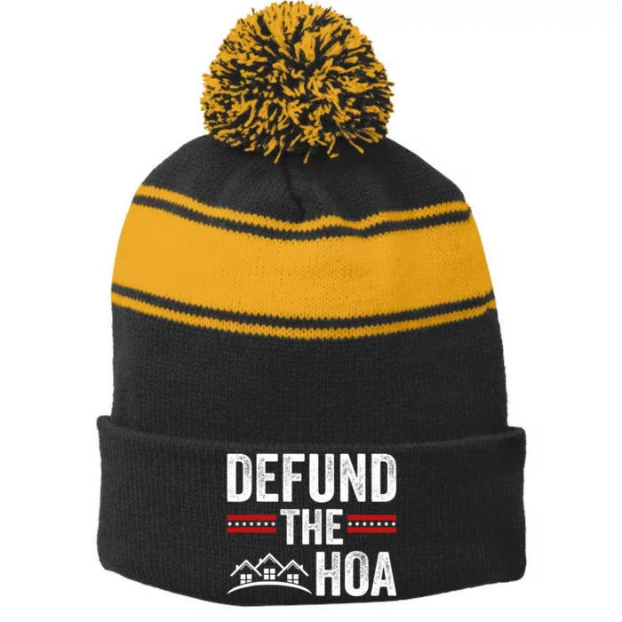 DEFUND THE HOA Homeowners Association Stripe Pom Pom Beanie