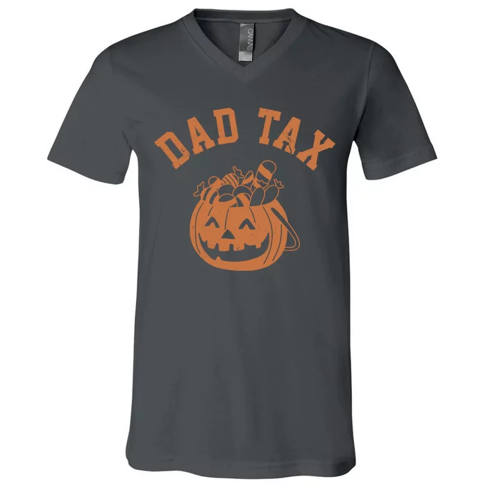 Dad Tax Halloween Trick Or Treat Funny V-Neck T-Shirt