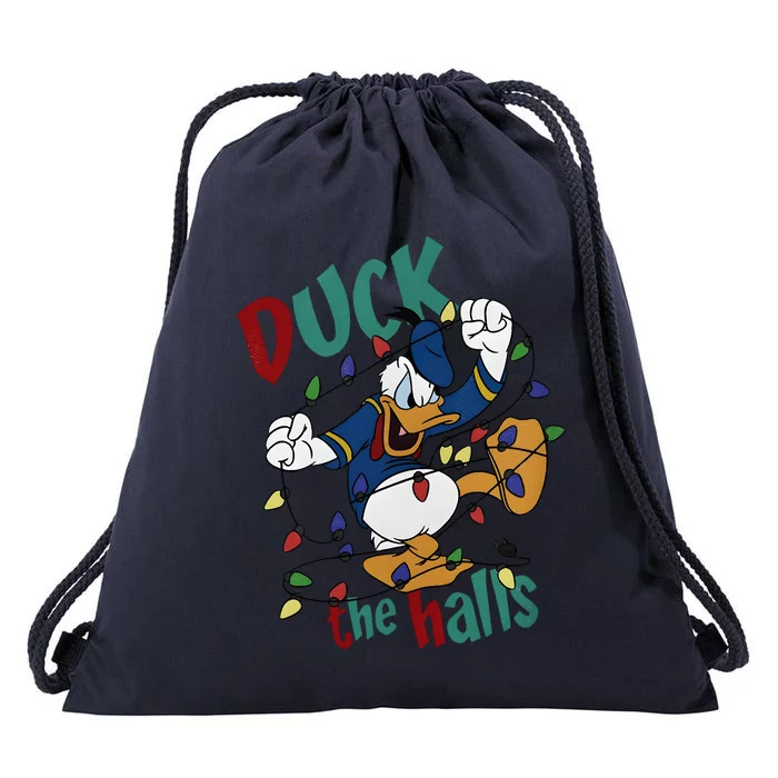 Duck The Halls Christmas Lights Drawstring Bag