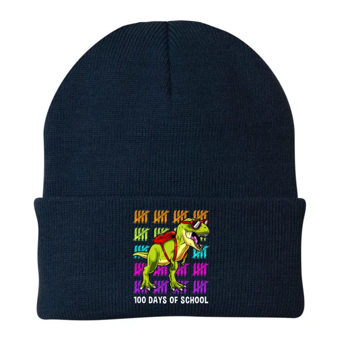 Dinosaur Trex Happy 100th Day Of School Boy Knit Cap Winter Beanie