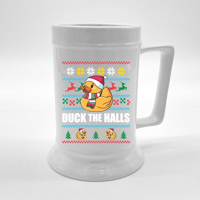 Duck The Halls Funny Ugly Christmas Sweater Meme Gift Cute Gift Front & Back Beer Stein