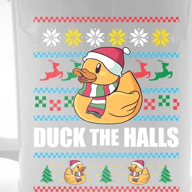 Duck The Halls Funny Ugly Christmas Sweater Meme Gift Cute Gift Front & Back Beer Stein