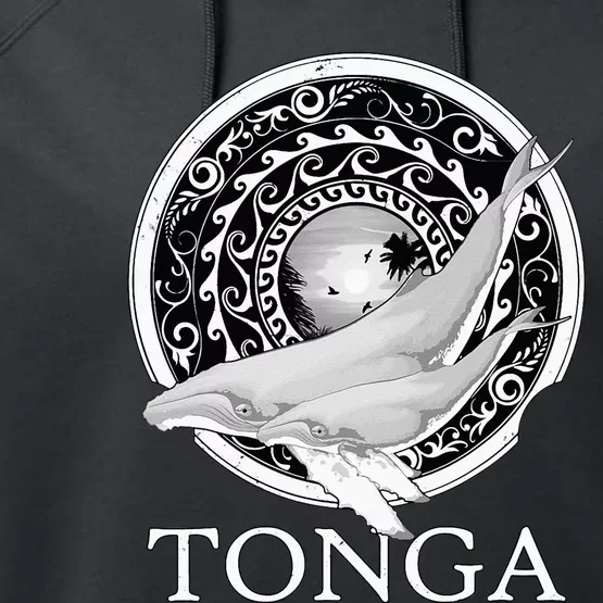 Dive Tonga Humpback Whales Polynesian Design Tonga Roots Performance Fleece Hoodie