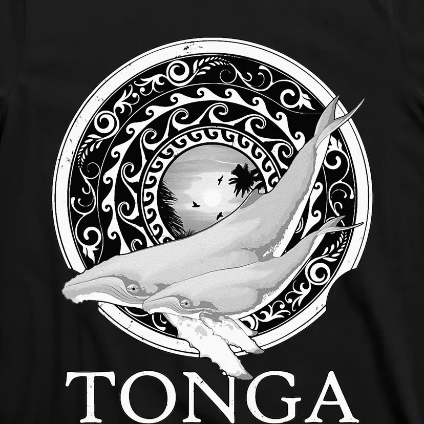 Dive Tonga Humpback Whales Polynesian Design Tonga Roots T-Shirt