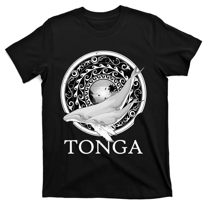 Dive Tonga Humpback Whales Polynesian Design Tonga Roots T-Shirt