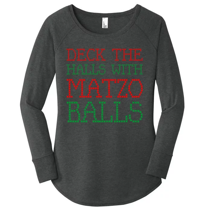 Deck The Halls With Matzo Balls Women's Perfect Tri Tunic Long Sleeve Shirt