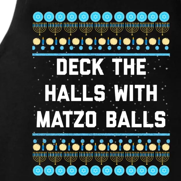 Deck The Halls With Matzo Balls Funny Jewish Ladies Tri-Blend Wicking Tank