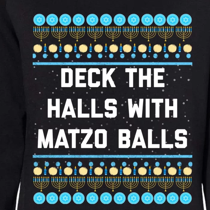 Deck The Halls With Matzo Balls Funny Jewish Womens California Wash Sweatshirt