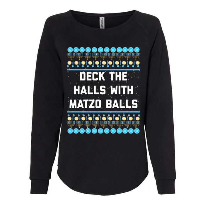 Deck The Halls With Matzo Balls Funny Jewish Womens California Wash Sweatshirt