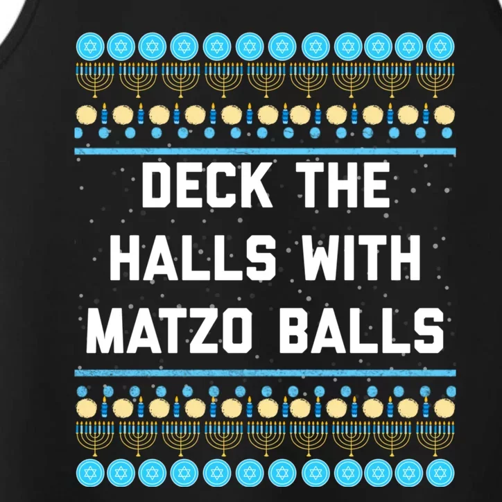 Deck The Halls With Matzo Balls Funny Jewish Performance Tank