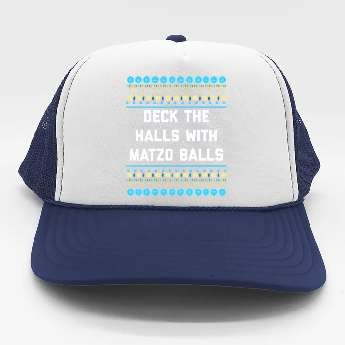 Deck The Halls With Matzo Balls Funny Jewish Trucker Hat