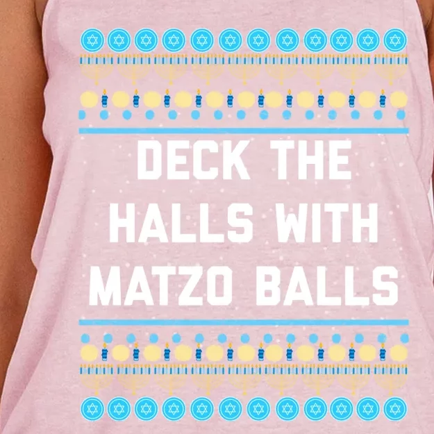 Deck The Halls With Matzo Balls Funny Jewish Women's Knotted Racerback Tank