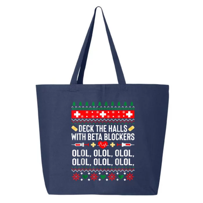 Deck the Halls with beta blockers Nurse Christmas Ugly Xmas 25L Jumbo Tote