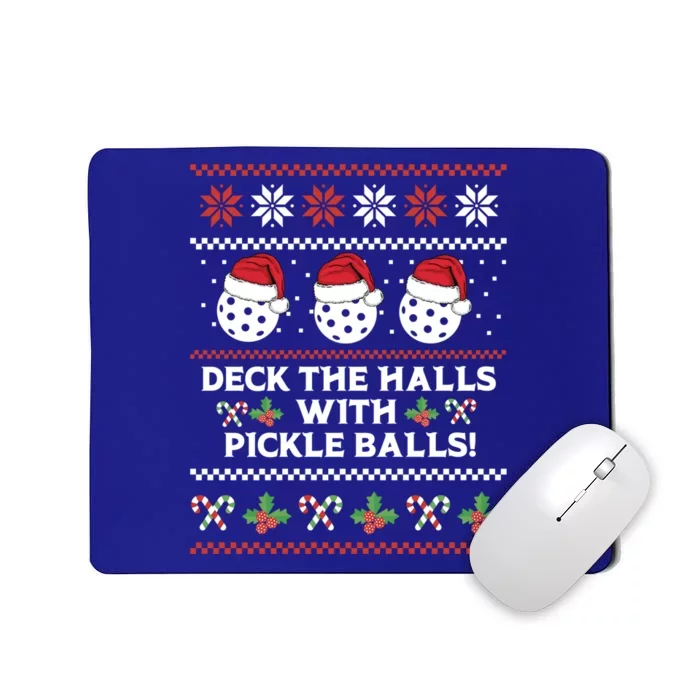 Deck The Halls Pickle Balls Ugly Christmas Pickleball Memes Gift Mousepad