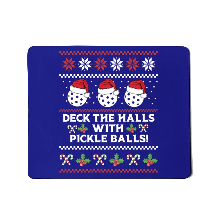 Deck The Halls Pickle Balls Ugly Christmas Pickleball Memes Gift Mousepad