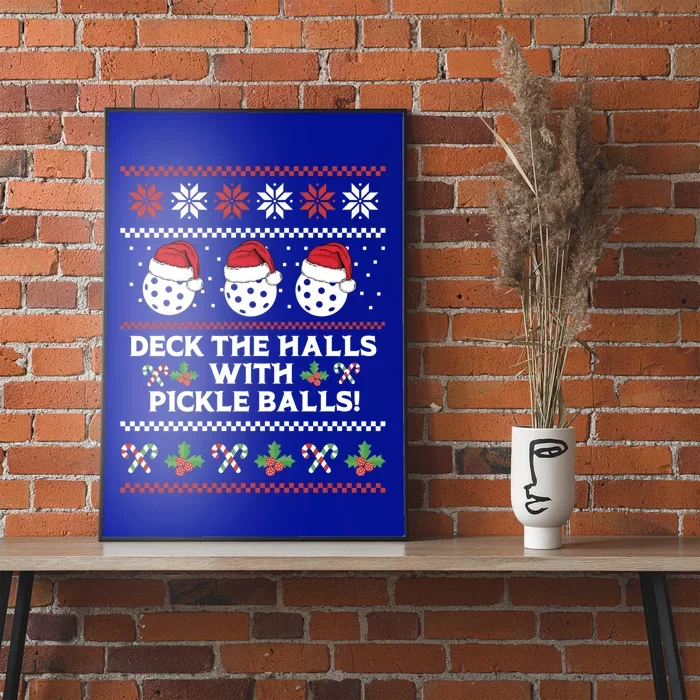 Deck The Halls Pickle Balls Ugly Christmas Pickleball Memes Gift Poster