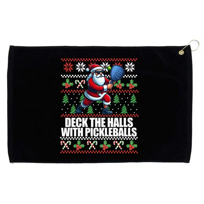 DECK THE HALLS PICKLE BALLS Ugly Christmas Pickleball Memes Grommeted Golf Towel