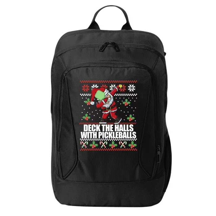 Deck The Halls Pickle Balls Ugly Christmas Pickleball Memes Gift City Backpack