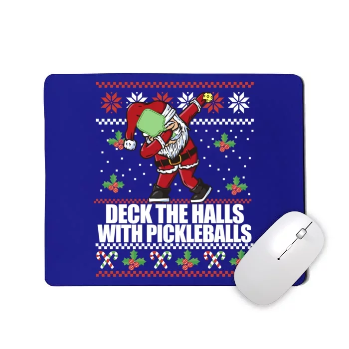 Deck The Halls Pickle Balls Ugly Christmas Pickleball Memes Gift Mousepad