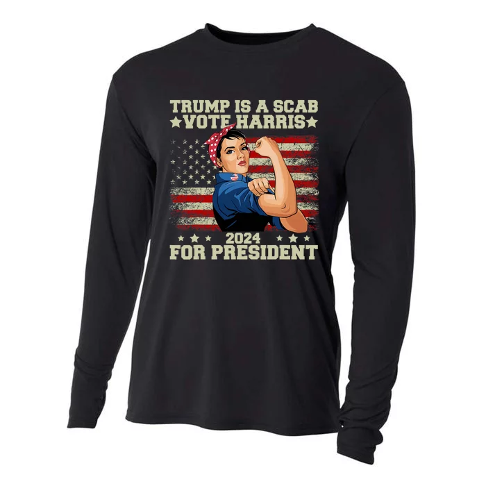 Donald Trump Is A Scab Vote Harris Cooling Performance Long Sleeve Crew