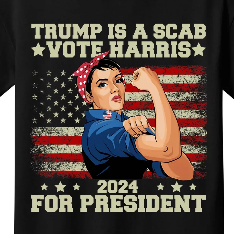 Donald Trump Is A Scab Vote Harris Kids T-Shirt