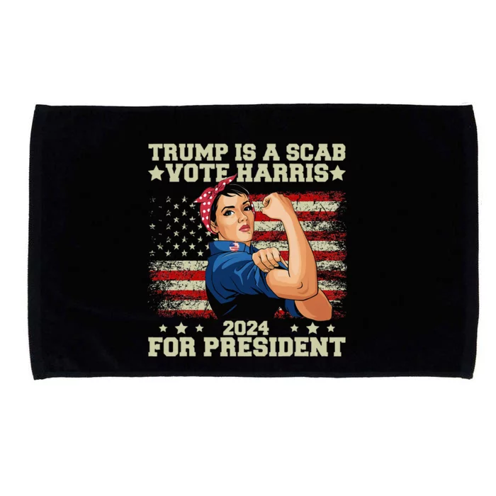 Donald Trump Is A Scab Vote Harris Microfiber Hand Towel