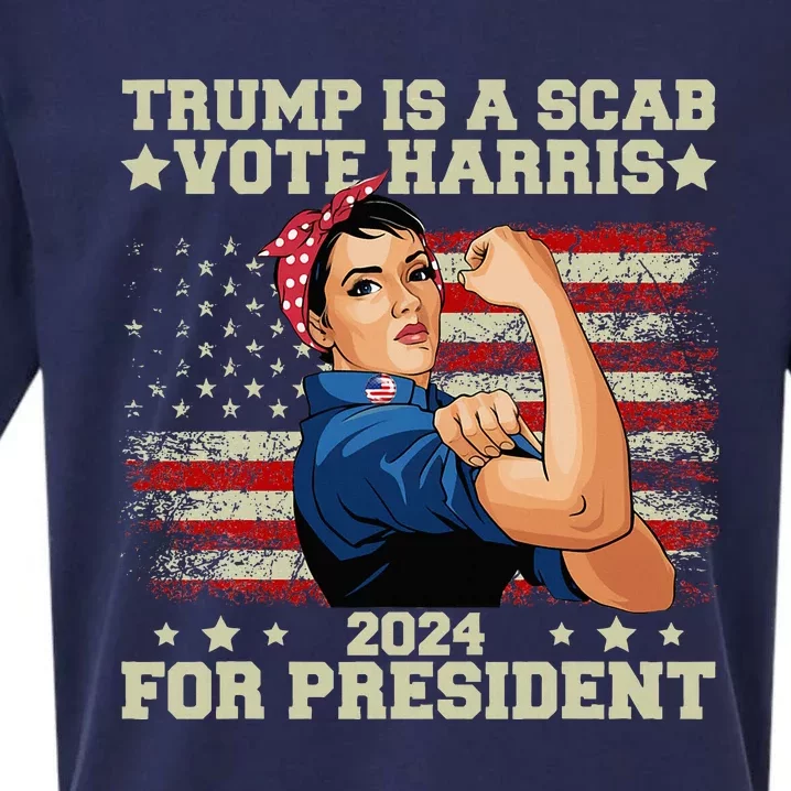 Donald Trump Is A Scab Vote Harris Sueded Cloud Jersey T-Shirt