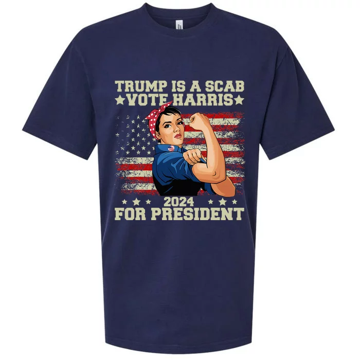 Donald Trump Is A Scab Vote Harris Sueded Cloud Jersey T-Shirt