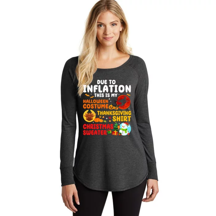 Due To Inflation HalloThanksMas Family Christmas Matching Women's Perfect Tri Tunic Long Sleeve Shirt