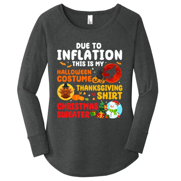 Due To Inflation HalloThanksMas Family Christmas Matching Women's Perfect Tri Tunic Long Sleeve Shirt