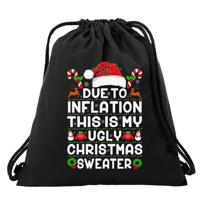 Due To Inflation Ugly Christmas Sweaters Funny Xmas Lights Drawstring Bag