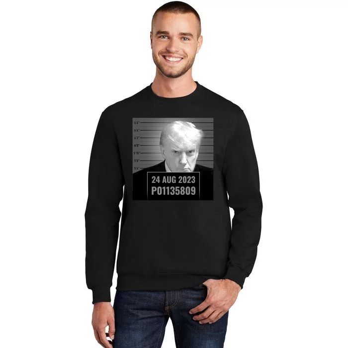 Trump 2024 Mugshot Trump Inmate P01135809 Tall Sweatshirt