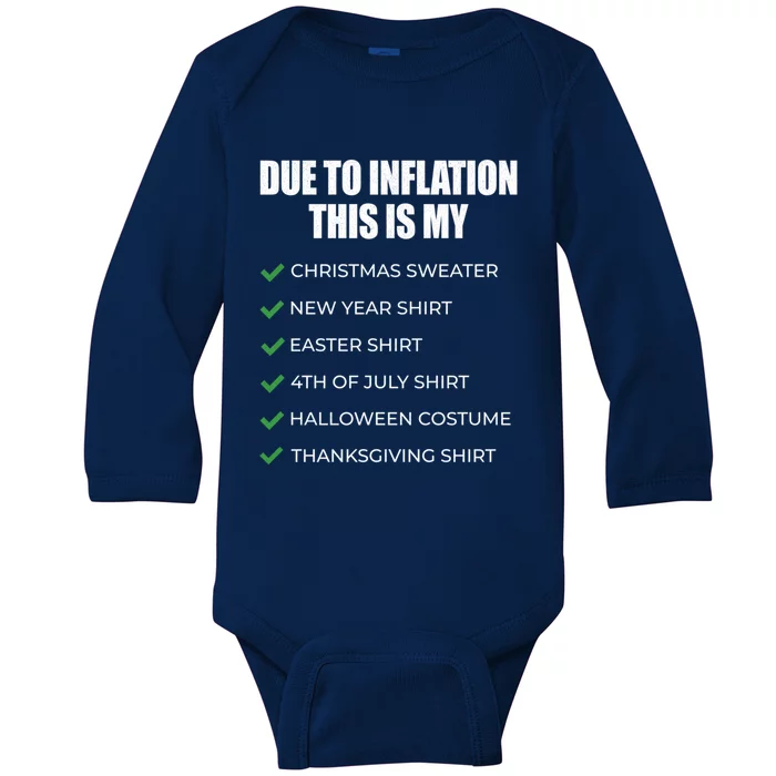 Due To Inflation This Is My Christmas Sweater New Year Cool Gift Baby Long Sleeve Bodysuit